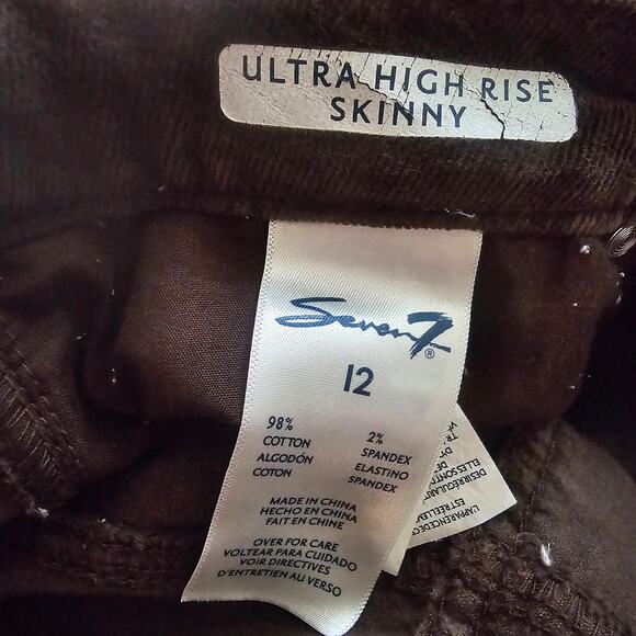 Seven7 Brown Corduroy Pants Size 12 Ultra High Rise Skinny Stretch Fit - Picture 5 of 5